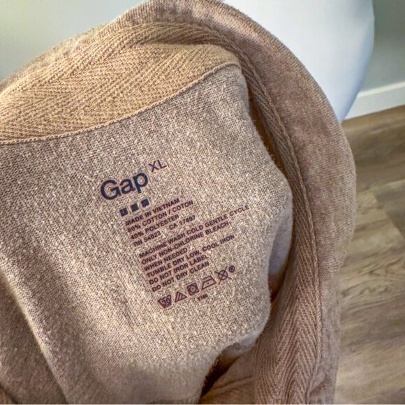 Gap Mens Tan Long Sleeve Polo Tee - Picture 3 of 8